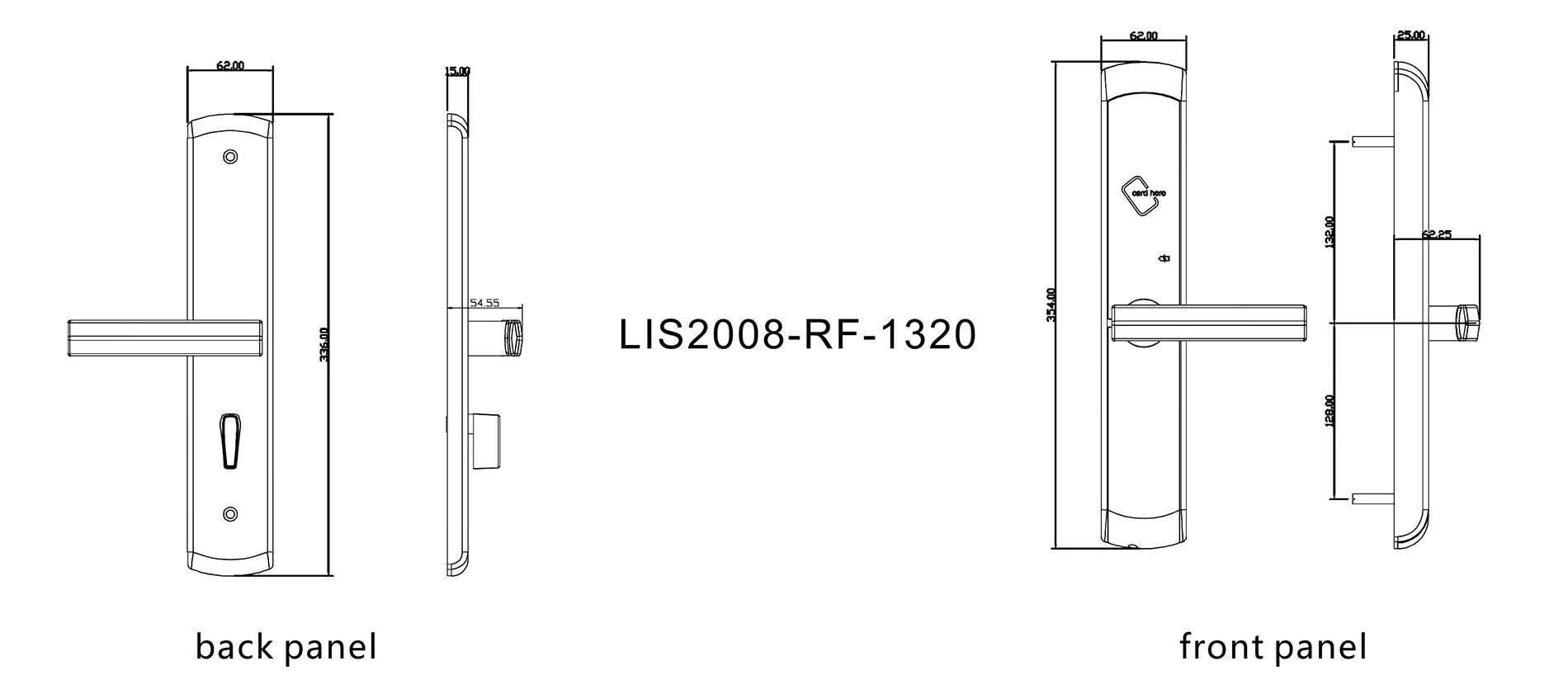 Hotel electronic RFID card lock Aluminum alloy material RF-1320