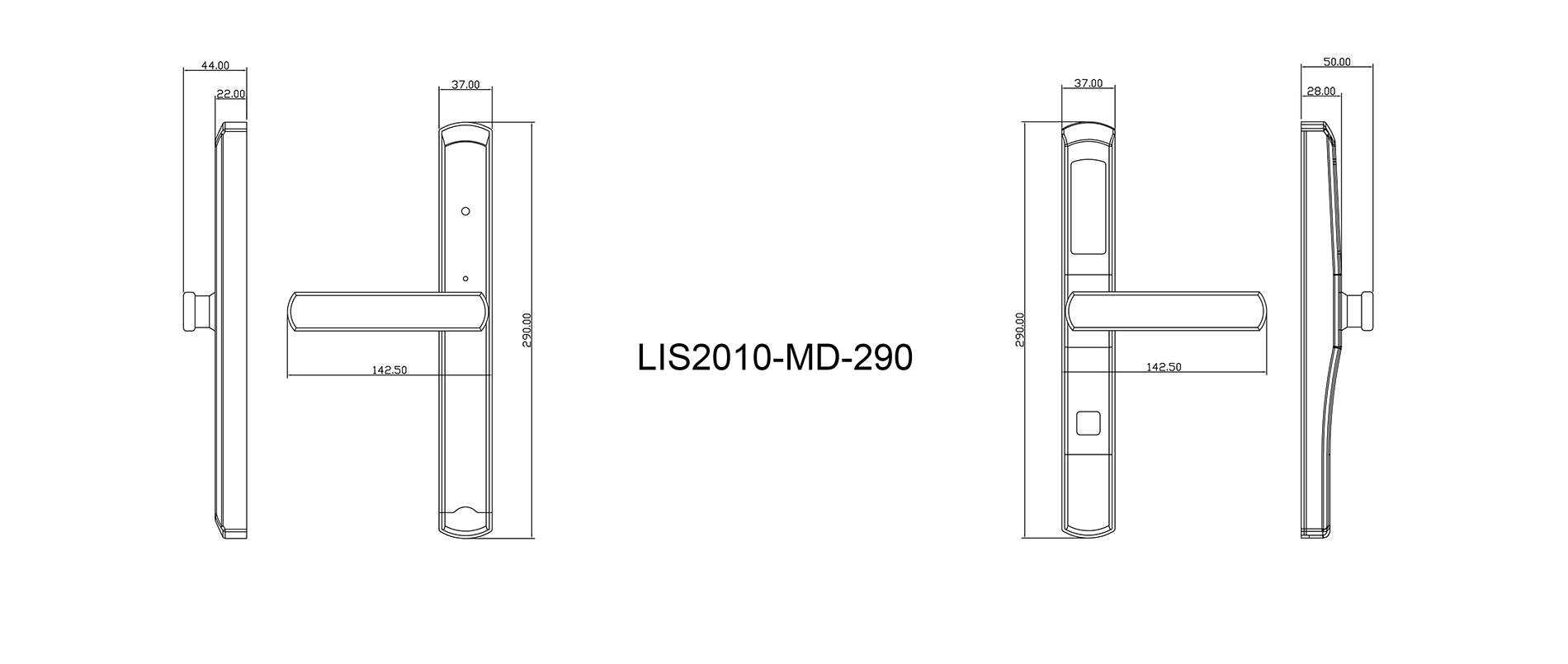 Residential smart card fingerprint lock SUS304 material for bridge-cut aluminum alloy door MD-290-4